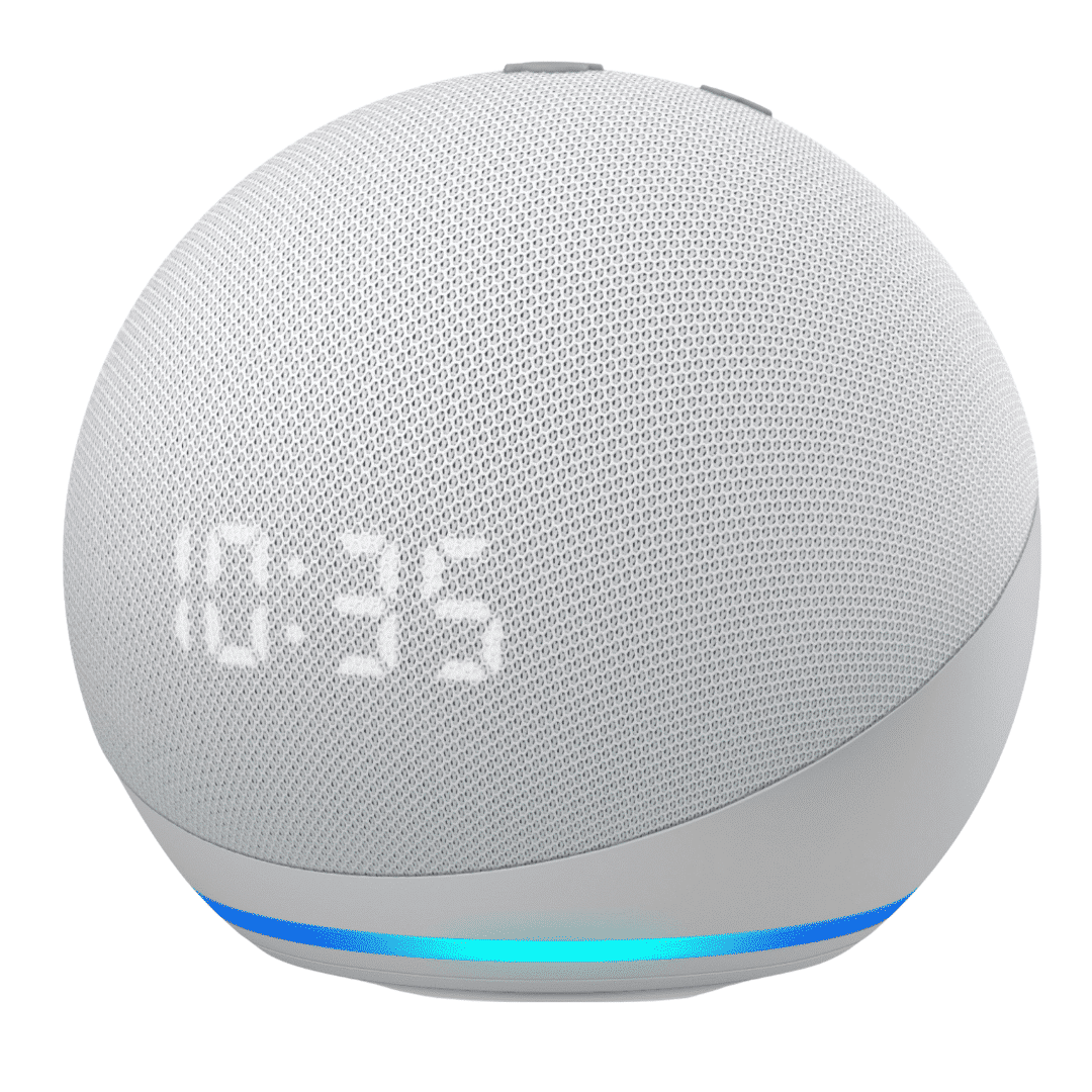 MINI PARLANTE AMAZON ECHO DOT 4TA GEN HOME INTELIGENTE SMART *RELOJ  DIGITAL* CON ALEXA BLANCO (GLACIER WHITE)