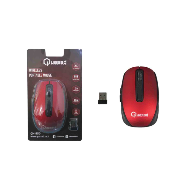 MOUSE QUASAD QM-850 6D WIRELESS RECARGABLE USB RED