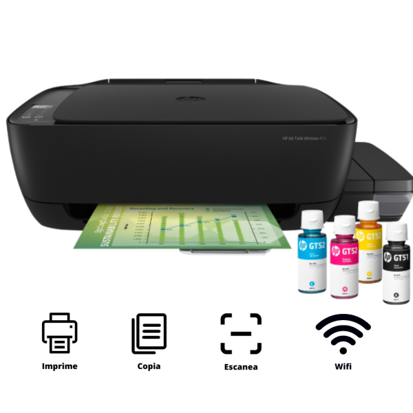 Impresora Hp 415 Inktank Multifuncion Con Sistema De Tinta Continua Original *wifi* – Copia – Imprime – Escanea