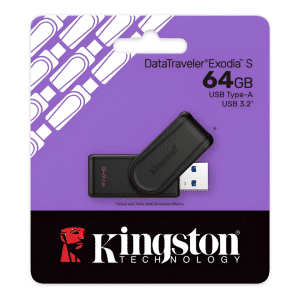 Kingston DataTraveler Exodia - Unidad flash USB - 64 GB - USB 3.2 Gen 1 - negro con turquesa - Memorias - Unidades Flash USB - DTX/64GB