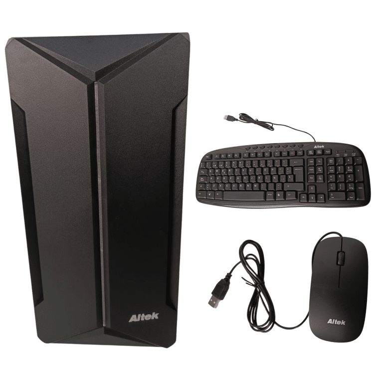 Case Combo Altek-4300 3 Usb Frontales 2 Usb 2.0 1 Usb 3.0 Audio Frontal (parlante Y Micrfono) Boton Encendido Boton Para Cambiar Las Luces No Tiene Reset Black Incluye Teclado Parlante Y Mouse