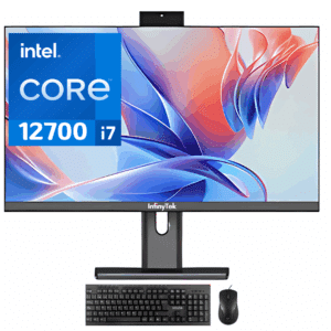 Aio Infinytek (genesis 7) 273aiopc Intel Core I7-12700 (12va) Ram 16gb Ssd 1tb No Dvd Freedos 27" (giratoria 180°) Fhd Cam Micro Wifi 5 Dual Band Bluetooth 5.0 / 4 Usb 3.0 /3 Usb 3.2 / 1 Type C Lector De Memoria Ssd Sata 1 Hdmi Rj45 Serial Conector Audio Y Micro 3.5mm Teclado+mouse Usb Dark Gray
