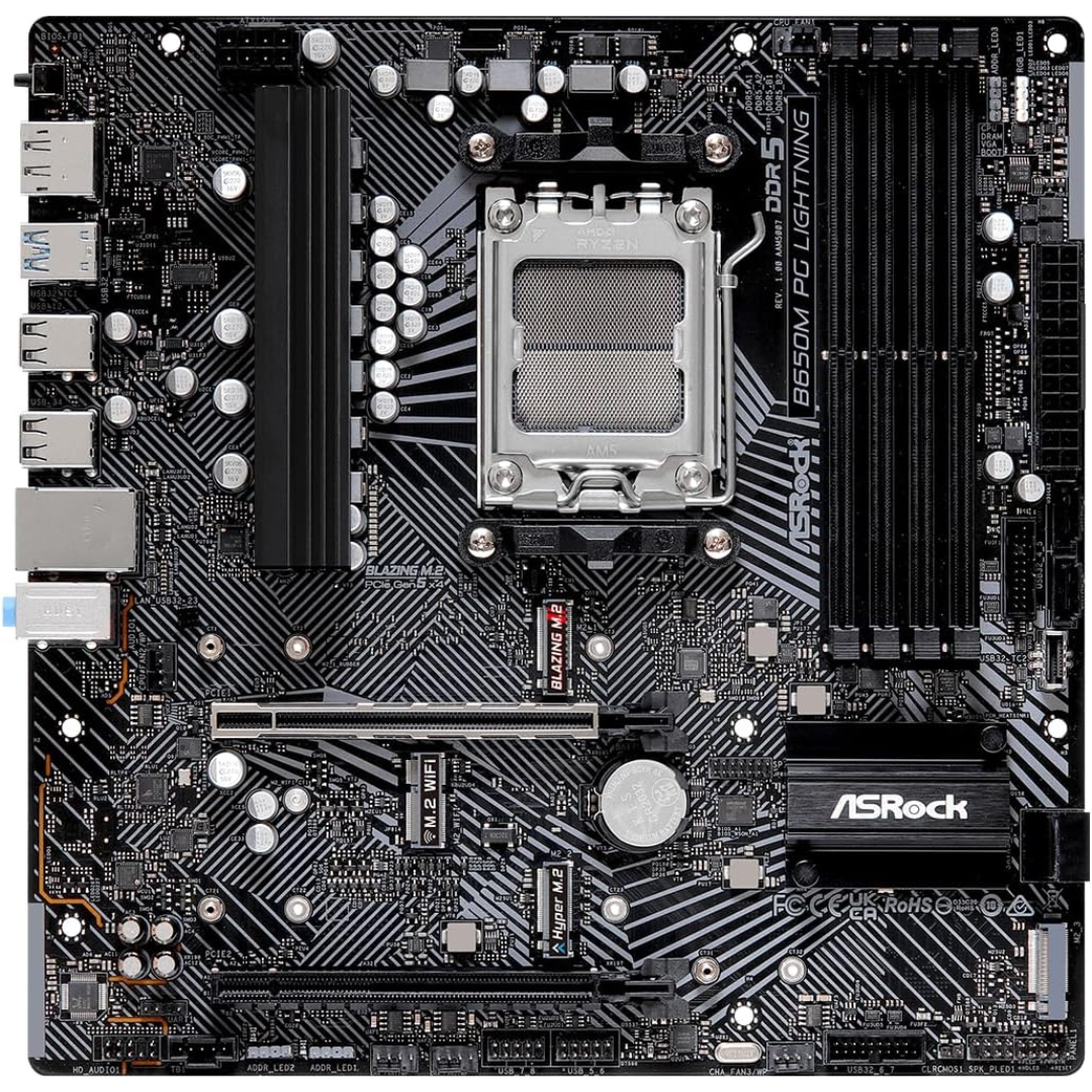 Mainboard Asrock B650m Pg Lightning Am5 Ryzen 7000 4ddr5 Pcie4.0 Hdmi Dp 2m.2 8usb3.2 Matx - Mother (4)