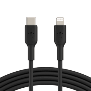 Belkin BoostCharge - Cable Lightning - 24 pin USB-C macho a Lightning macho - 1 m - negro - suministro de potencia USB (18W) - Celulares - Accesorios - CAA003bt1MBK