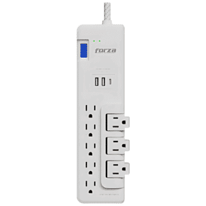 Forza - Surge protector - AC 110/220 V - 8 Tomas de Corriente - 3-ROT 2USB-A/1C 6FT - Protección de Poder - Protectores - FSP-821RUSBCW