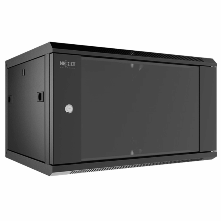 Nexxt Solutions Infrastructure - Wall mount enclosure - SPCC steel / Tempered glass - Black / RAL 9005 - 12U 600X450 - Redes - Paneles, Gabinetes y Cajas de Redes - NEC-F12U64B