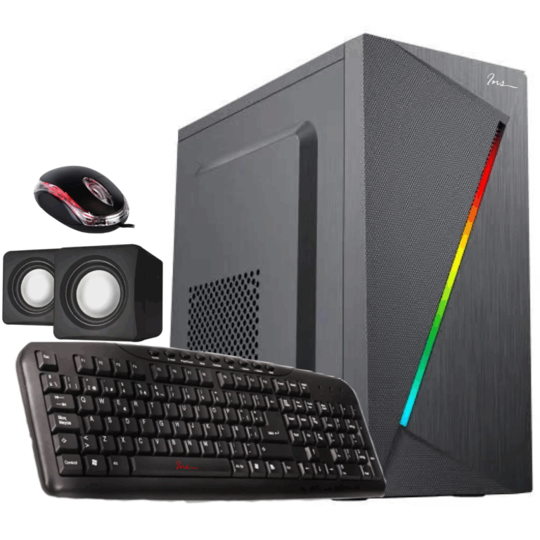 Case Combo Ins Ca-054 Teclado Multimedia + Mouse  + Parlantes + Fuente Black 850wts -  2 Puertos Usb 2.0 -  1 Puerto Usb 3.0 - Panel Frontal Led Rgb