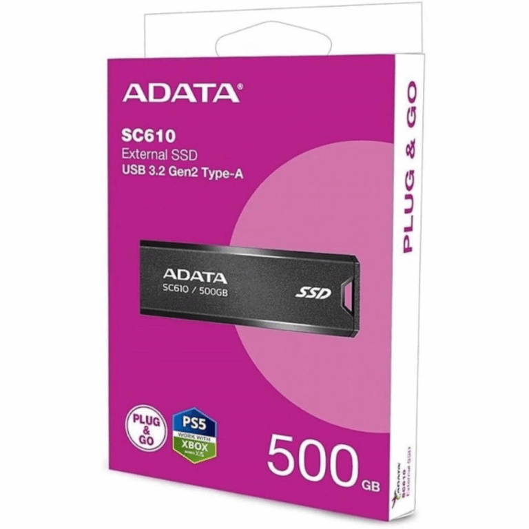 Ssd Adata Externo Sc610 500gb Usb 3.2 Gen2 550/500mb/s Compatible Ps5 Xbox - 4711085945044 - SC610-500G-CBK/RD