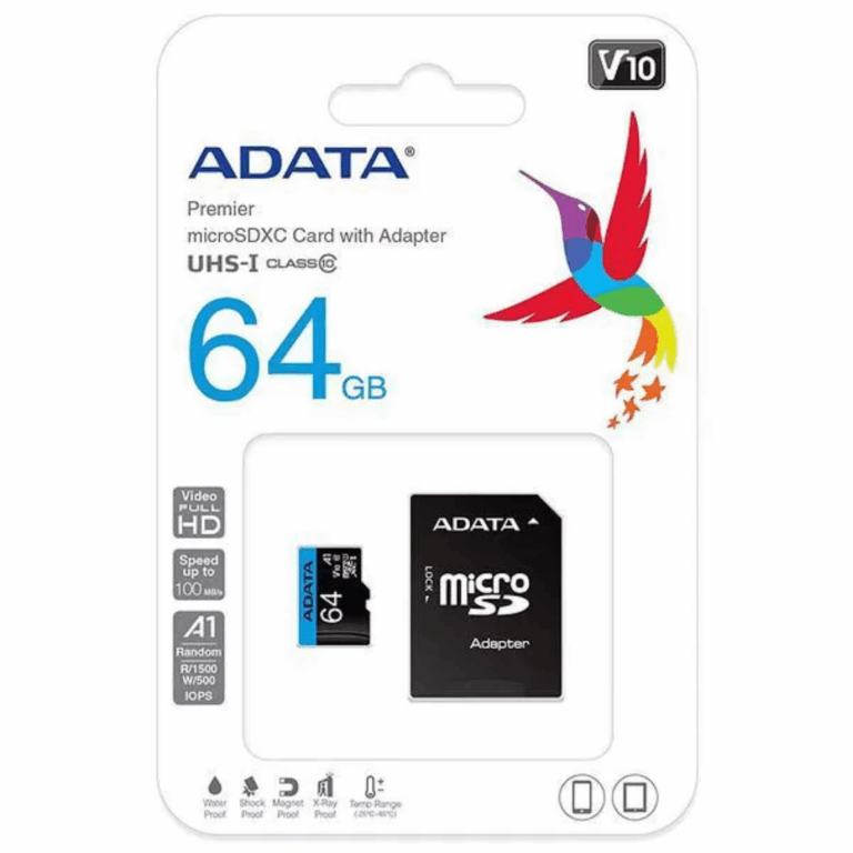 Micro Sdhc Adata 64gb Uhs-i Class 10 / V10 / Sda 5.1 / Lectura 100mb/s Escritura 25mb/s - 4713218461933 - AUSDX64GUICL10A1-RA1
