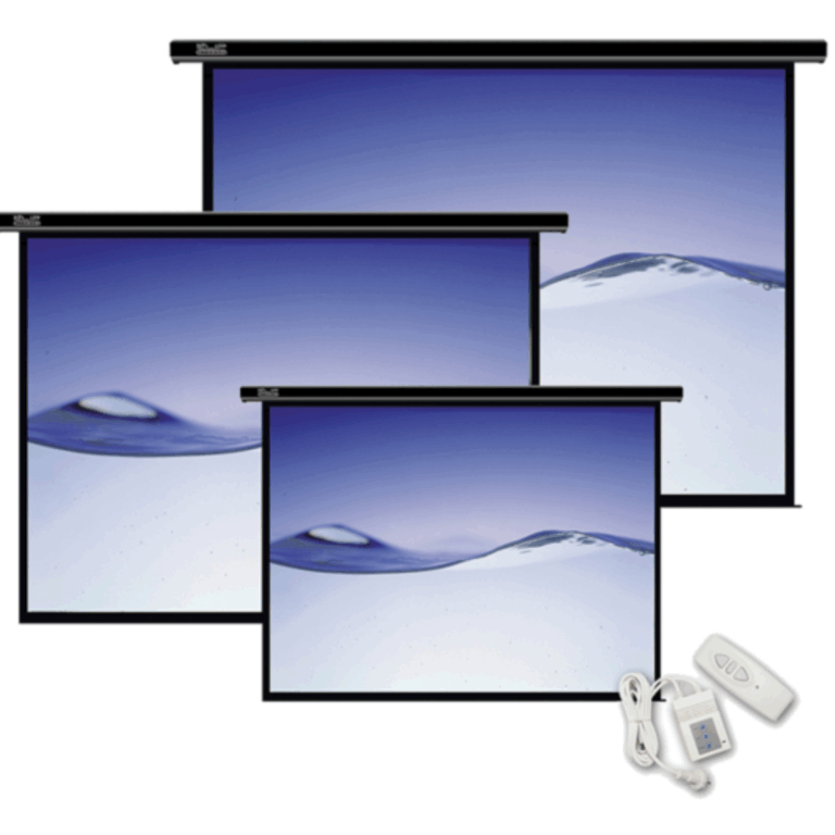 Klip Xtreme KPS-503 - Pantalla de proyección - Motor de 110v - 120 pulgada ( 305 cm ) - Dimensiones: 94.4" x 70.9" / 2.40 x 1.80 m - 4:3 - Grosor de la pantalla: 0.42mm +/-0.03 - Blanco Mate - Control remoto - VOLTAJE 110v - Proyectores - Pantallas - KPS-503