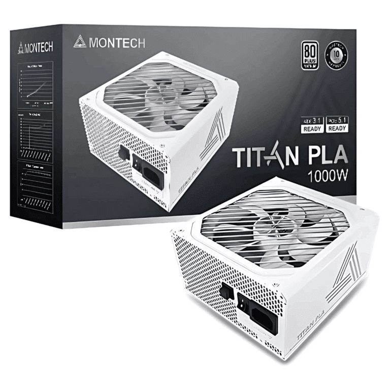 MONTECH TITAN PLA 1000W High-end ATX Gaming Power Supply - 80 Plus Platinum & Cybenetics Platinum - Fully Modular - ATX 3.1 & Pcie 5.1 Ready (white) | SKU PS-TP1000 - PS - PS-TP1000 - MONTECH - TITANPLA1000WW