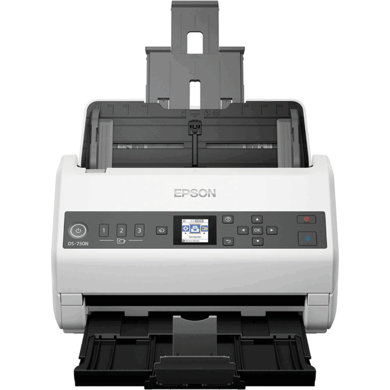 Epson DS-730N - Escáner de documentos - Sensor de imagen de contacto (CIS) - a dos caras - Ledger - 600 ppp x 600 ppp - hasta 40 ppm (mono) / hasta 40 ppm (color) - Alimentador automático de documentos (ADF) (100 hojas) - hasta 6500 exploraciones por día - USB 2.0, Gigabit LAN - Impresoras y Escáneres - Escáneres - B11B259201