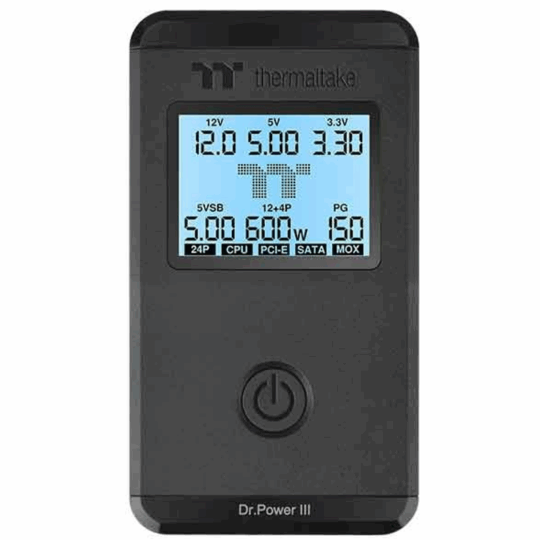 Thermaltake Dr. Power Iii Atx Power Supply Tester - Lcd - Atx12v, 16-pin (12+4), 24-pin, Peripheral, Pci-e 6/8-pin, Cpu 4/8-pin, Sata - FAN - THERMALTAK - AC-069-OO1NAN-A1