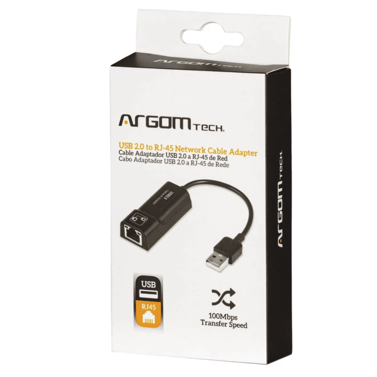 Adaptador Argom Usb2.0 To Rj45 100mbps 15cm - Accesorios - ARG-CB-0045