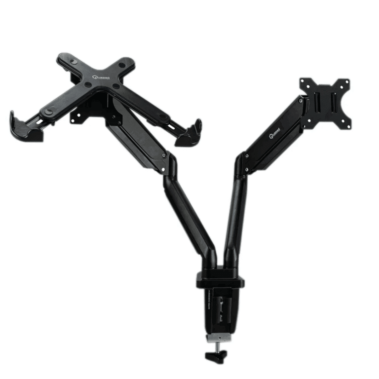 Soporte Monitor Quasad Doble Brazo For Escrt   Mon-17-32inch Con Bandeja Laptop 11-17inch - Accesorios - QARM-ERGODUO