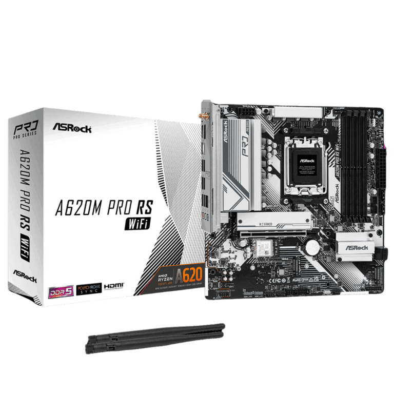 Asrock A620M Pro RS Gaming Desktop Motherboard - AMD A620 Chipset - Socket AM5 - Micro ATX - MB - MB-A62MPRS - ASROCK - A620M PRO RS