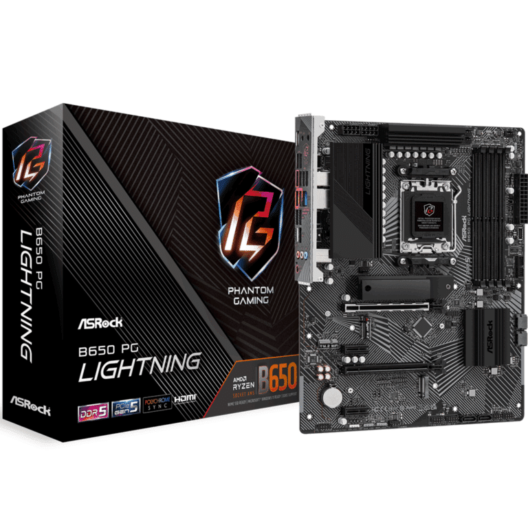 Asrock B650 PG LIGHTNING Gaming Desktop Motherboard - AMD B650 Chipset - Socket AM5 - ATX - MB - MB-B650PGL - ASROCK - B650 PG LIGHTNING