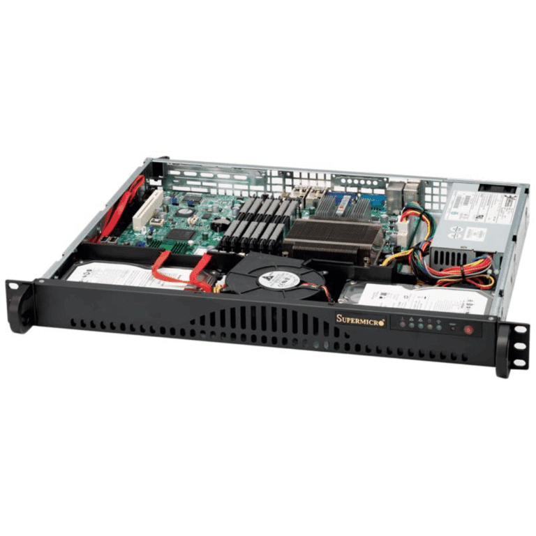 Supermicro Superchassis Sc512l-200b Rackmount Enclosure - 1u - Rack-mountable - 2 Bays - 200w - Black - SER - SUPERMICRO - CSE-512L-200B