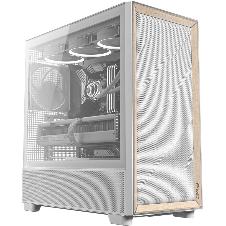 Antec FLUX White, 5 X PWM Fans Included, Up To 9 Fans Simultaneously, Type-c, Iron Mesh Panels And Wood Frame, 420mm Radiator Support, Back Connect Motherboards Support, Mid-tower E-ATX PC Case - CS - CA-FLUXW - ANTEC - 761345101349 - FLUX WHITE