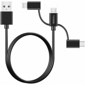 Foxsun Am001032 Multi Usb Charging Cable, 6.6 Ft/2m 3 In 1 Multiple Usb Charger Cable With 8pin Lightning /usb Type C/micro Usb Connector For Iphone, Samsung, Lg, Nexus Smartphones And More, Mfi Certified (black) - CBL - FOXSUN - AM001032