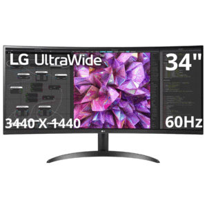 Lg 34bq60qc-b Curved Monitor 34" Uwqhd (3440x1440) Ips 5ms (gtg) 3800r 300 Cd/m² Hdr10 / Hdr Effect 1000:1 2xdp 2xhdmi 21:9 Tilt Adjustable Textured Black - New Factory Sealed - 1 Year Manufacturer Warranty - 34BQ60QC-B