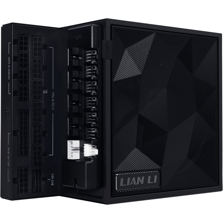 Lian Li Edge Gold Series 1200W Full Modular Power Supply (fan Hub Included)-atx 3.0, 3.1-PCIE 5.1-L-Shape Design For Dual Chamber Case-120mm FDB Fan-supports Up To 4 USB Device - Black -EG1200G.BH | SKU PS-E1200G - PS - PS-E1200G - LIAN-LI - 840353047853 - EG1200G.BH