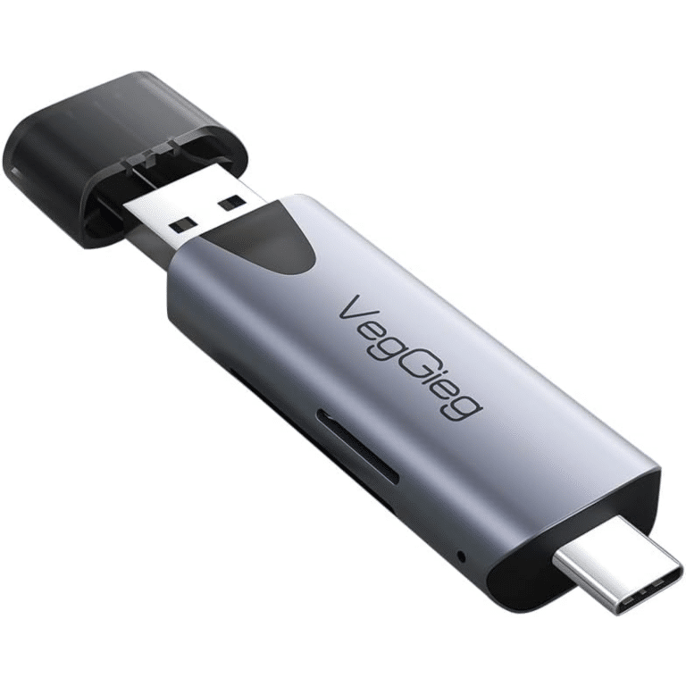 Veggieg V-C307 SD Card Reader, Dual Connector USB 3.0/USB C Memory Reader Adapter - Supports Tf, Micro Sd, Compatible With Macbook Pro, Air, Ipad Galaxy S21 Etc. - CBL - VG-VK33 - VEGGIEG - 762715650634 - V-C307