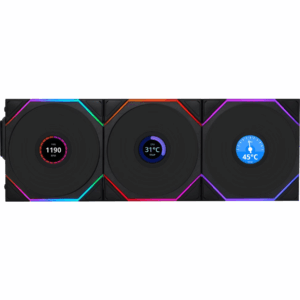 Lian-Li Lian-Li Fan 12RTLLCD1W3B FDB fan Black 120x120x28 mm 3 pcs reverse blade FN 292232 12RTLLCD1W3B