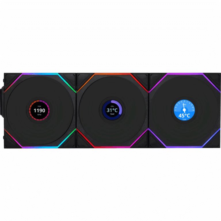 Lian-Li Lian-Li Fan 12RTLLCD1W3B FDB fan Black 120x120x28 mm 3 pcs reverse blade FN 292232 12RTLLCD1W3B