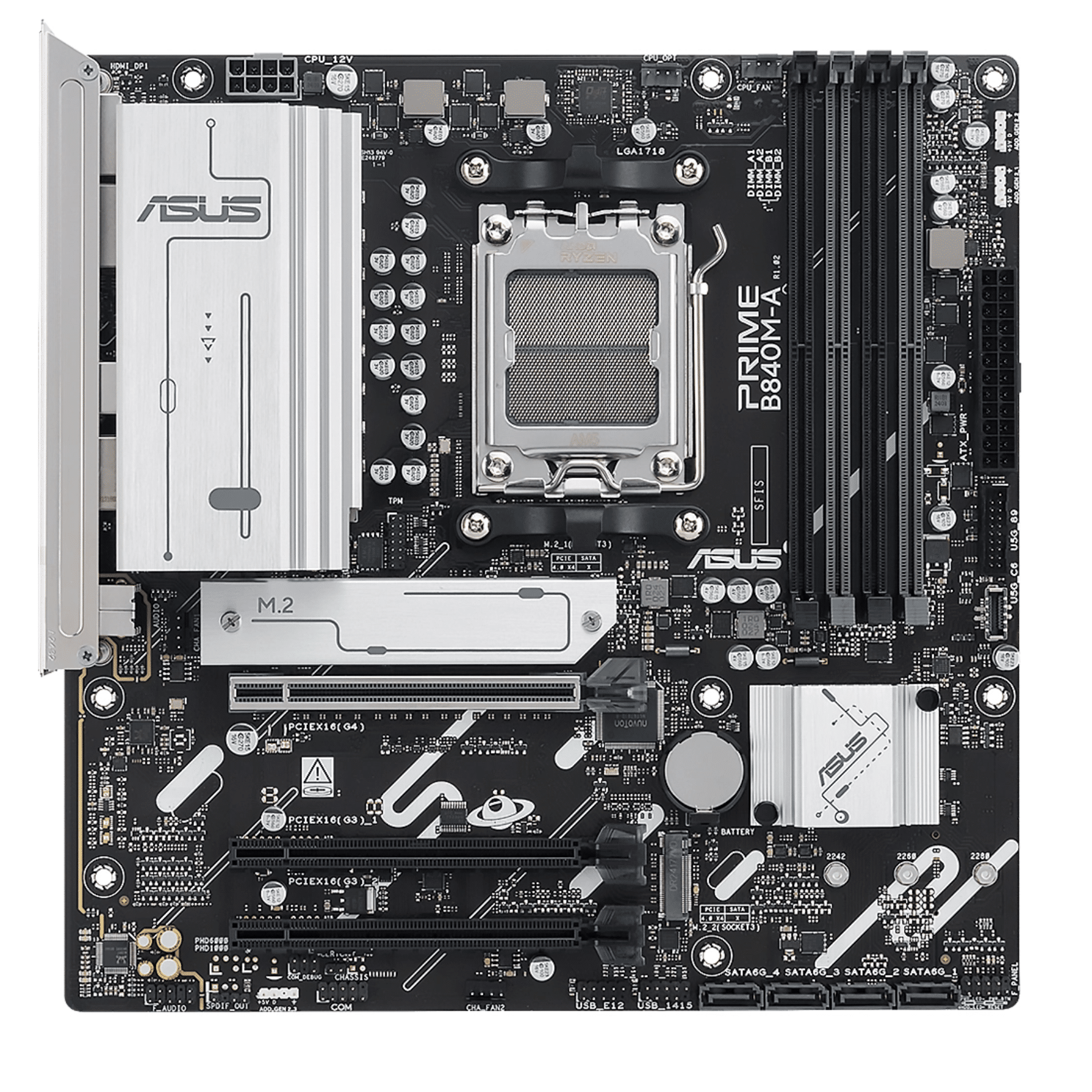Mainboard Asus Prime B840m-a Am5 Amd Ryzen 9000 Ddr5 2dp Hdmi 3m.2 7usb Pcie 4.0 Matx - Mother Boar (4)
