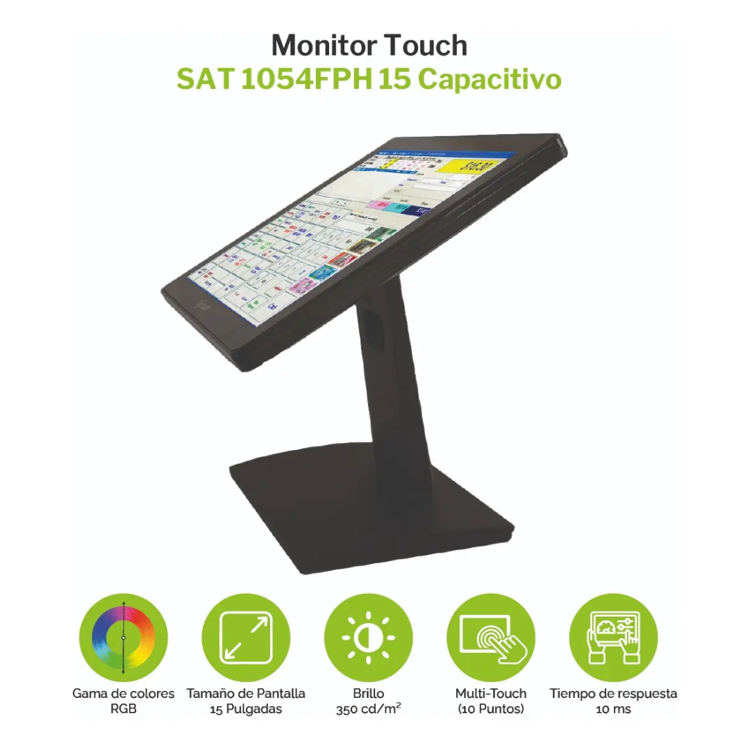 Monitor Sat 15inc 10-point-touch 1024x768 Vga-hdmi Usb Negro - Monitores - 1054FPH (4)