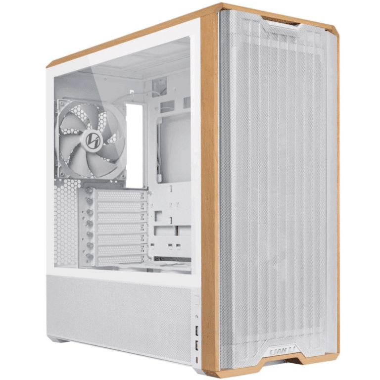 Lian Li LANCOOL 217 Genuine Walnut Wood Computer Case, Mid-tower ATX PC Case With 5 Pre-installed PWM Fans 2x170mm, 2x120mm & 1x140mm, Flexible PSU & Cable Installation - White (LAN217W) - CS - CS-LAN217W - LIAN-LI - 840353046603 - LAN217W