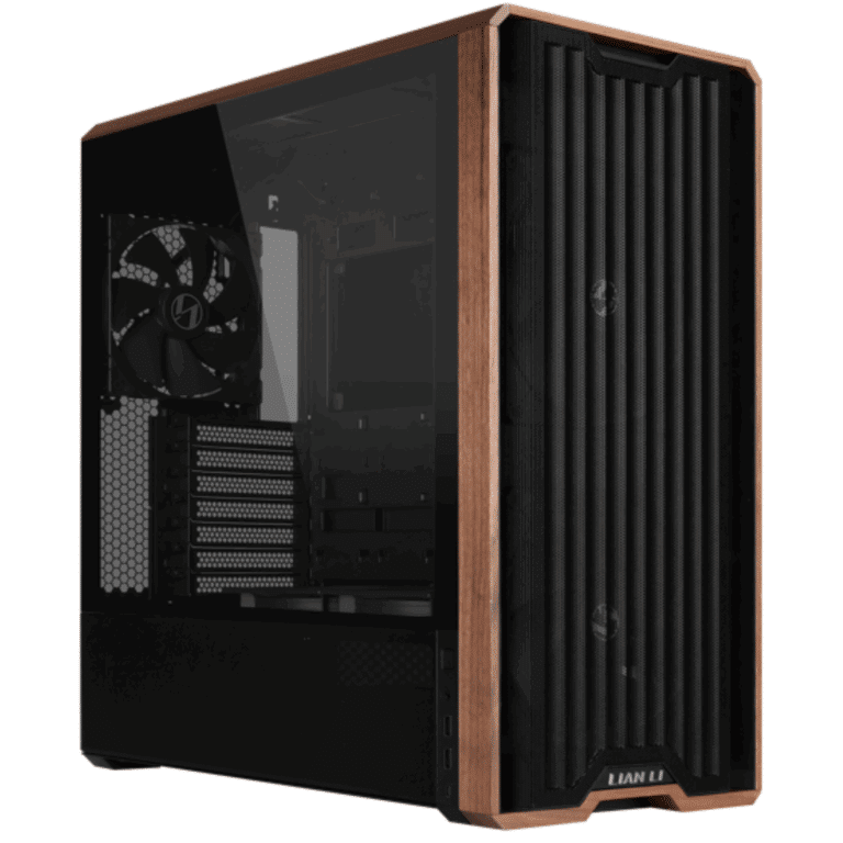 Lian Li LANCOOL 217 Genuine Walnut Wood Computer Case, Mid-tower ATX PC Case With 5 Pre-installed PWM Fans 2x170mm, 2x120mm & 1x140mm, Flexible PSU & Cable Installation - Black (LAN217X) - CS - CS-LAN217B - LIAN-LI - 840353046597 - LAN217X