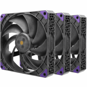 Super Flower MEGACOOL 140mm Fan, Triple-pack, 12-pole Motor, Pwm, Purple Anti-vibration Mounting Pads, Computer Case Fan, Remote Control, SF-PF141-BK_3P, 30mm Depth | SKU FAN-SF143P - FAN - FAN-SF143P - SUPERFLOWE - SF-PF141-BK_3P