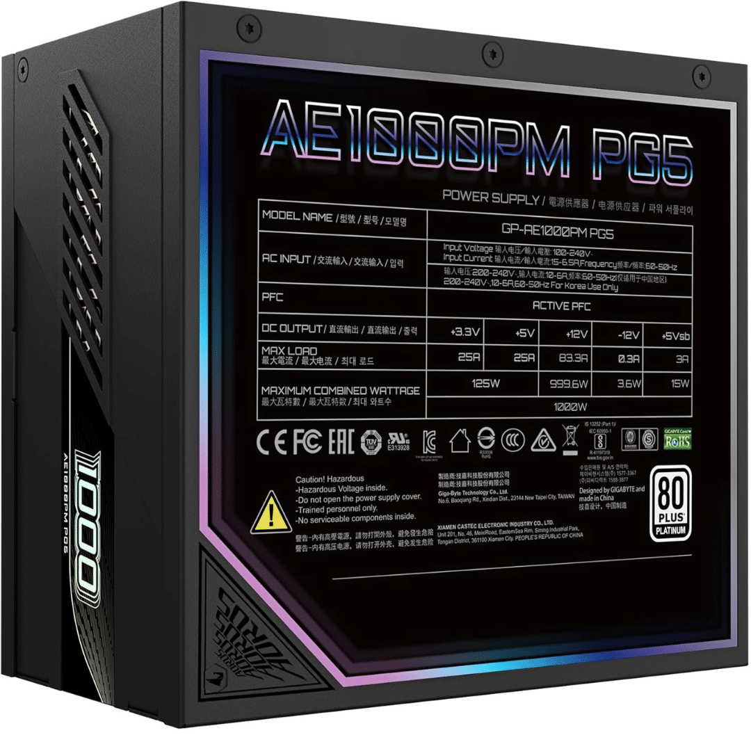 Aorus - Power supply - 1000 Watt - AC 220-240 V - GP-AE1000PM PG5 GUS1 - Compo (3)