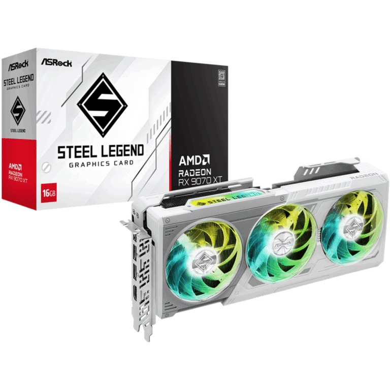 ASROCK AMD Radeon RX 9070 XT Steel Legend 16GB GDDR6 256 Bit Pcie 5.0 x16 800W 2x8-pin 3xDisplayPort 2.1a HDMI 2.1b Graphics Card | SKU ASR-907XSL - VGA - ASR-907XSL - ASROCK - RX9070XT SL 16G