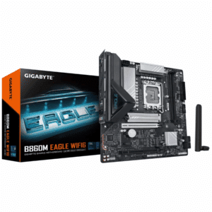 GIGABYTE B860M Eagle Plus WIFI6E Intel Core Ultra Intel B860 LGA 1851 Motherboard, Matx, DDR5, 2X M.2, Pcie 5.0, Usb-c, WIFI6E, 2.5GbE Lan, Ez-latch - MB - MB-B86MEPW - GIGABYTE - 889523046371 - B860M EAGLE PLUS WIFI6E