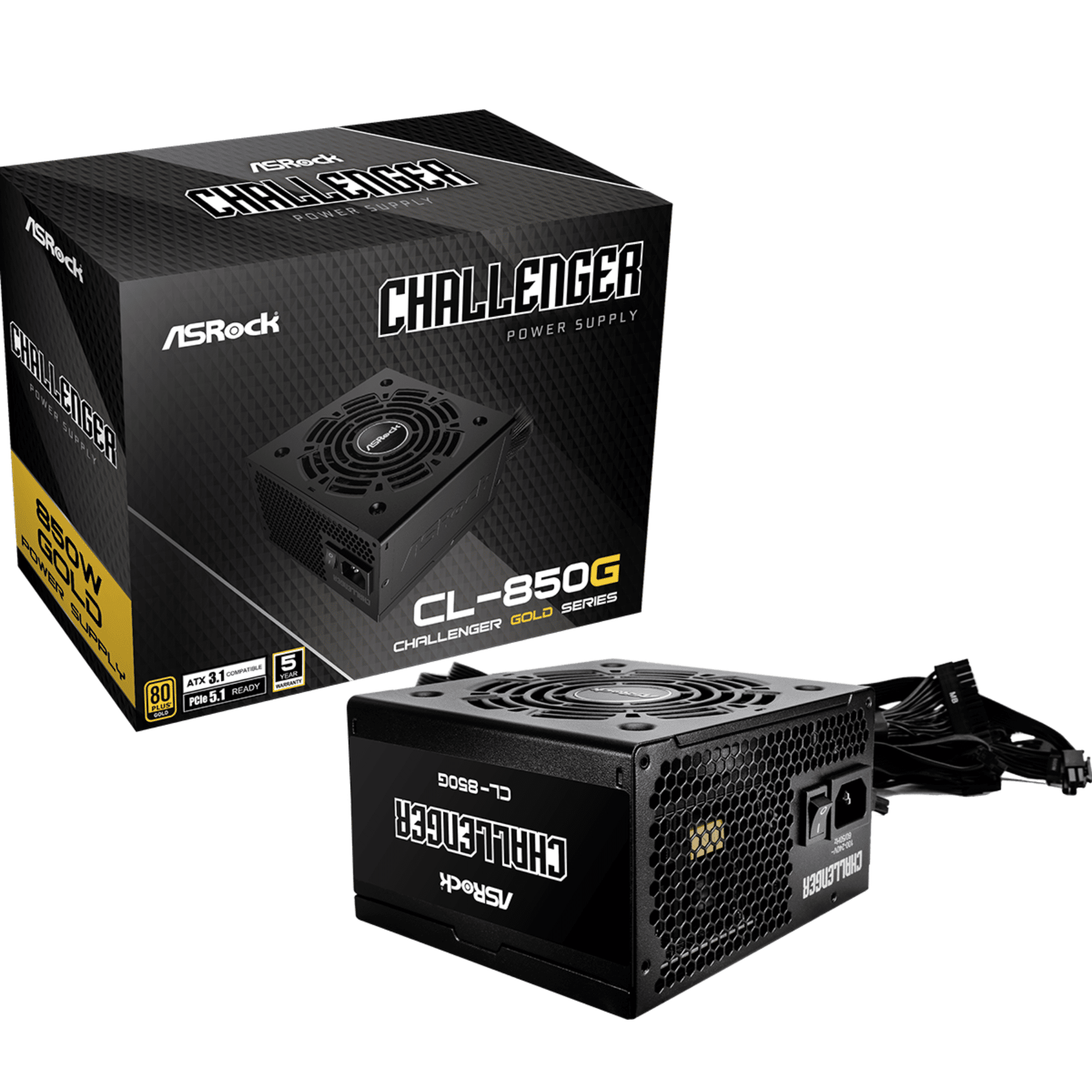 ASRock Inc. ASRock PS CL-850G 850W ATX 12V 80+GOLD 120mm Golf-Blade Sleeve Fan Retail PS 295600 CL-850G (2)