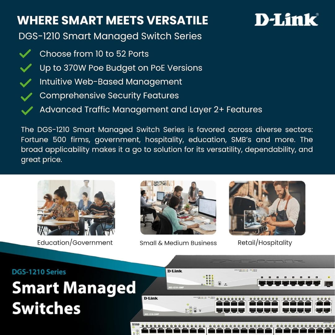 D-Link D-Link NT DGS-1210-10MP 10PT Smart Managed Gigabit PoE Switch Borwn Box NT 207377 DGS-1210-10MP (2)