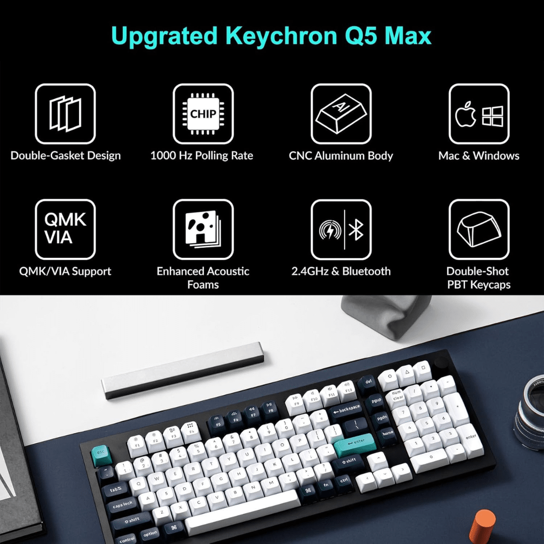 Keychron Keychron KB Q5M-M3 Q5 Max QMK VIA Wireless Gateron Jupiter Brown Carbon Black KB 288456 Q5M-M3 (2)