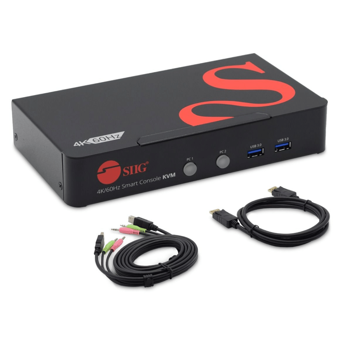SIIG SIIG AC CE-DP0F11-S1 2PT DP1.2 Smart Console KVM Switch w USB3.0 & Multi-Media AC 245480 CE-DP0F11-S1 (1)