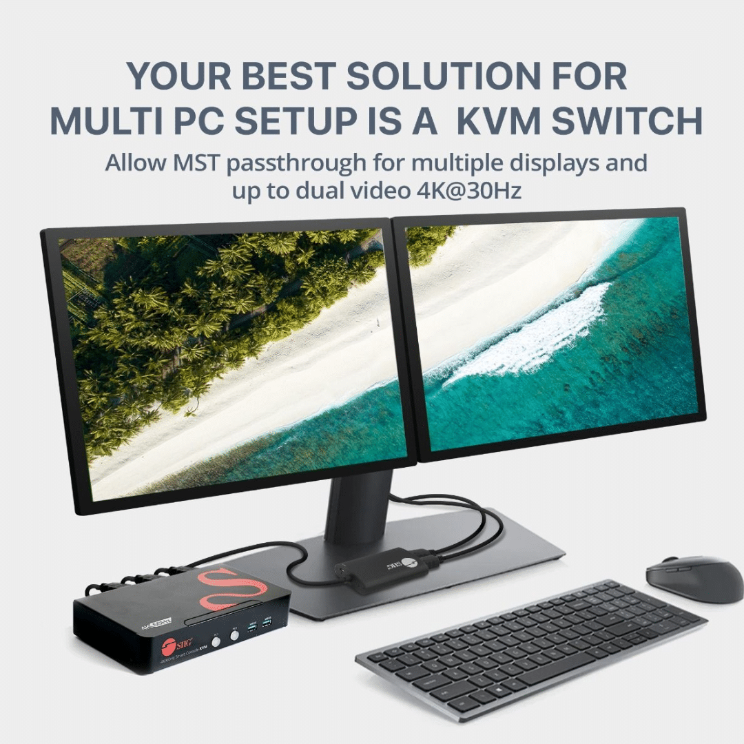 SIIG SIIG AC CE-DP0F11-S1 2PT DP1.2 Smart Console KVM Switch w USB3.0 & Multi-Media AC 245480 CE-DP0F11-S1 (4)