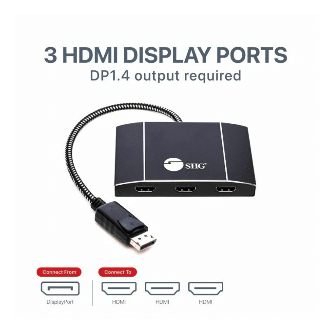 SIIG SIIG AC CE-DP0Q11-S1 Triple 4K DisplayPort 1.4 to HDMI MST Hub Splitter AC 252030 CE-DP0Q11-S1 (1)
