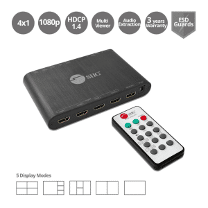 SIIG SIIG AC CE-H25R11-S1 FullHD 4x1 HDMI Seamless Quad-Split Multi-Viewer Switcher AC 237335 CE-H25R11-S1