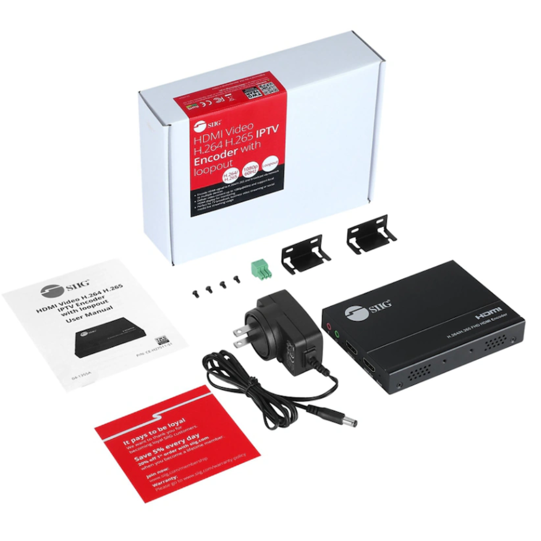 SIIG SIIG AC CE-H27511-S1 HDMI Video H.264 H.265 IPTV Encoder w loopout Brown Box AC 261539 CE-H27511-S1 (3)
