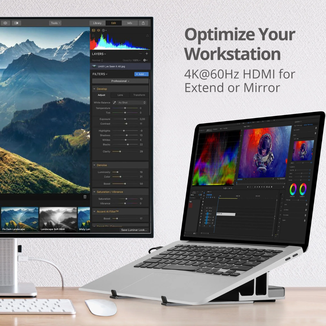 SIIG SIIG AC CE-MTDK21-S1 USB-C Laptop Stand with 4K Multitask Docking Station AC 272512 CE-MTDK21-S1 (2)