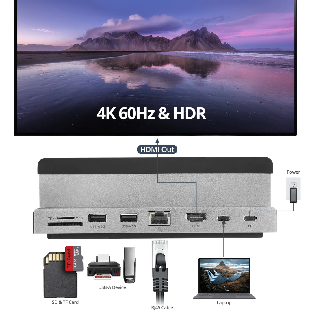 SIIG SIIG AC CE-MTDK21-S1 USB-C Laptop Stand with 4K Multitask Docking Station AC 272512 CE-MTDK21-S1 (4)