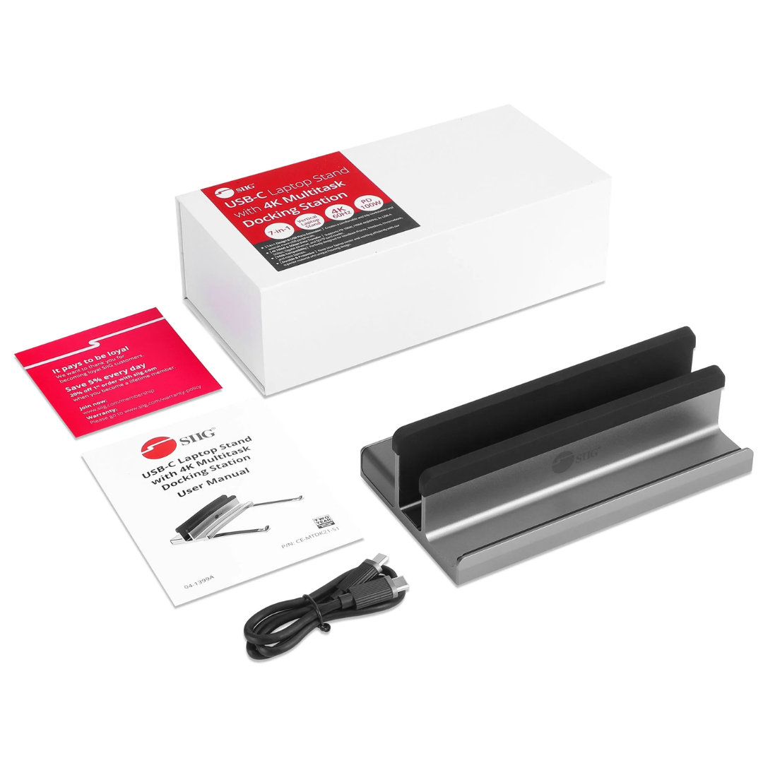 SIIG SIIG AC CE-MTDK21-S1 USB-C Laptop Stand with 4K Multitask Docking Station AC 272512 CE-MTDK21-S1 (6)