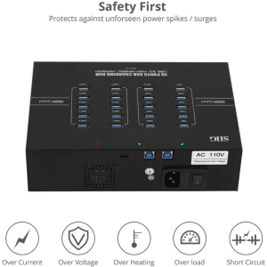 SIIG SIIG AC ID-US0611-S1 20-Port Industrial USB 3.1 Hub with Charging Brown Box AC 239551 ID-US0611-S1