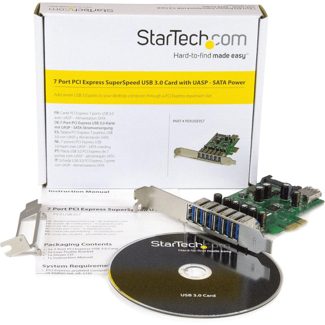 StarTech.com StarTech PEXUSB3S7 7PT PCI Express USB3.0 Card Standard and Low-Profile Retail IO 167568 PEXU (4)